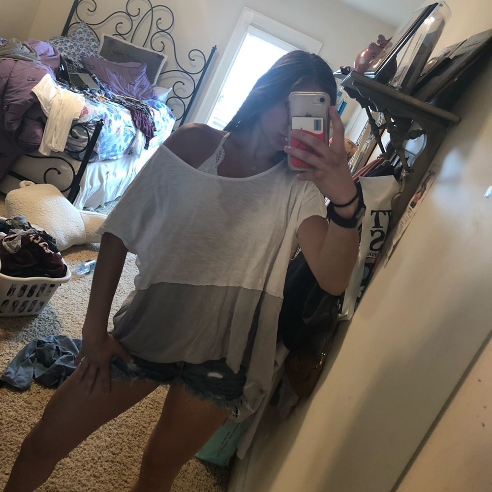 FREE PEOPLE Two tone color block top